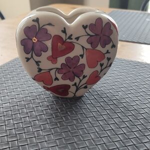 Anthropologie Heart-Shaped Floral Decor in Purple and Red